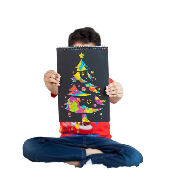 ilearnngrow Christmas Tree Stencil with Scratch book