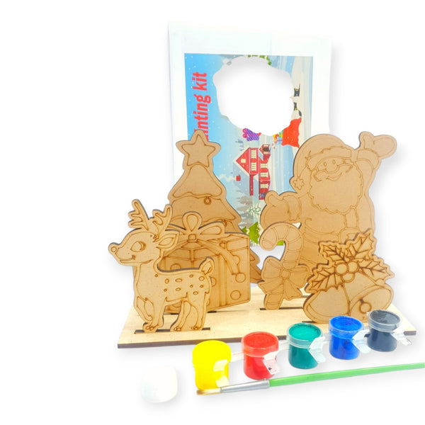 ilearnngrow Set of 5 DIY Christmas Painting kit - Reindeer, Gift, Tree, Santa Claus and Bell