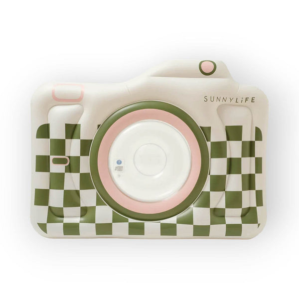 SUNNYLiFE Olive color inflatable Luxe Lie-On Float Camera - BabyAmore