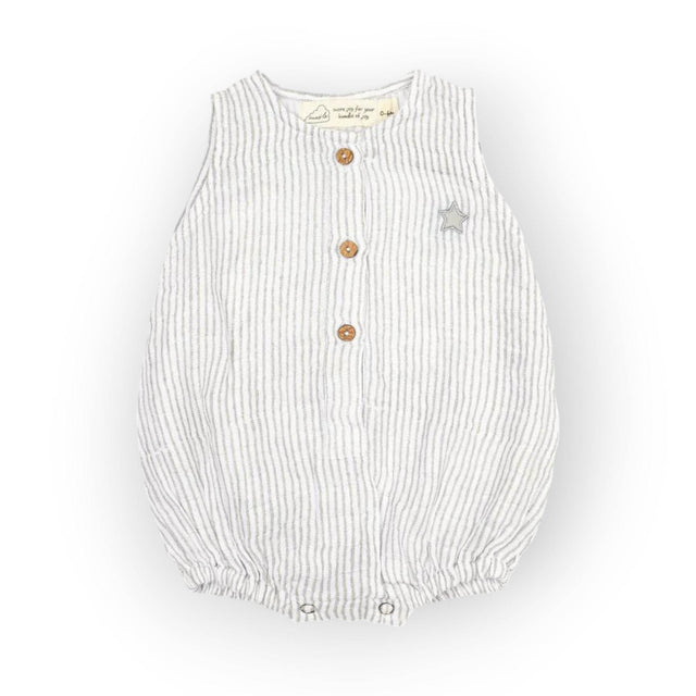 Masilo Organic Muslin Baby Romper - Grey Stripe