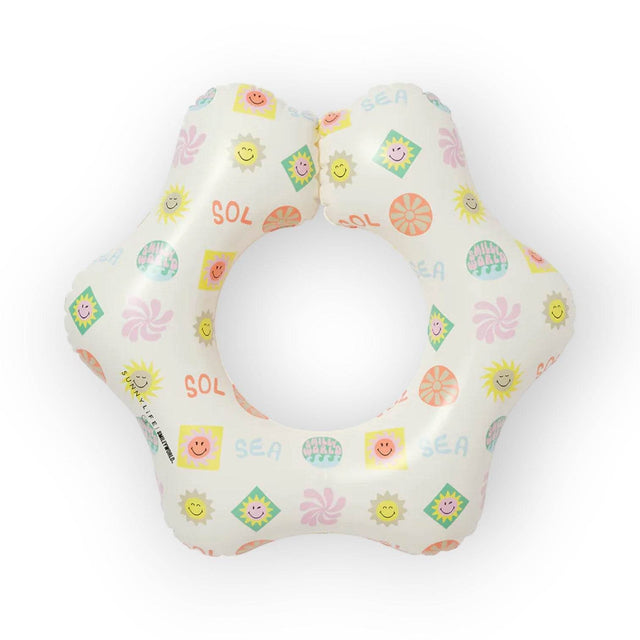 SUNNYLiFE multicolor inflatable Kiddy Float Ring SMILEY World Sol Sea
