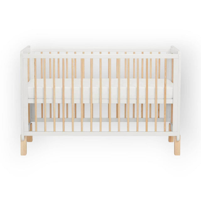 KinderKraft Lunky Wooden Cot With Mattress, White