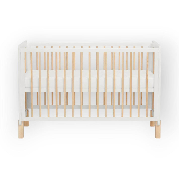 KinderKraft Lunky Wooden Cot With Mattress, White - BabyAmore