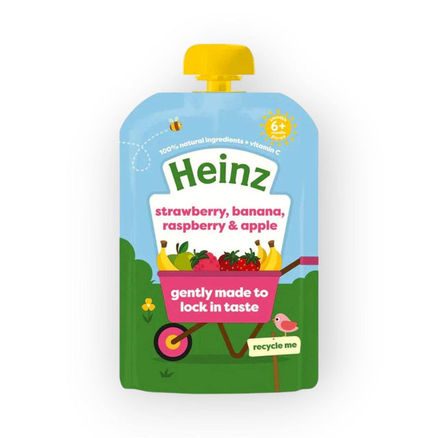Heinz Puree 6+ Months 100g - Strawberry, Banana, Raspberry and Apple