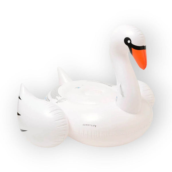 SUNNYLiFE white color inflatable Luxe Ride-On Float Swan - BabyAmore