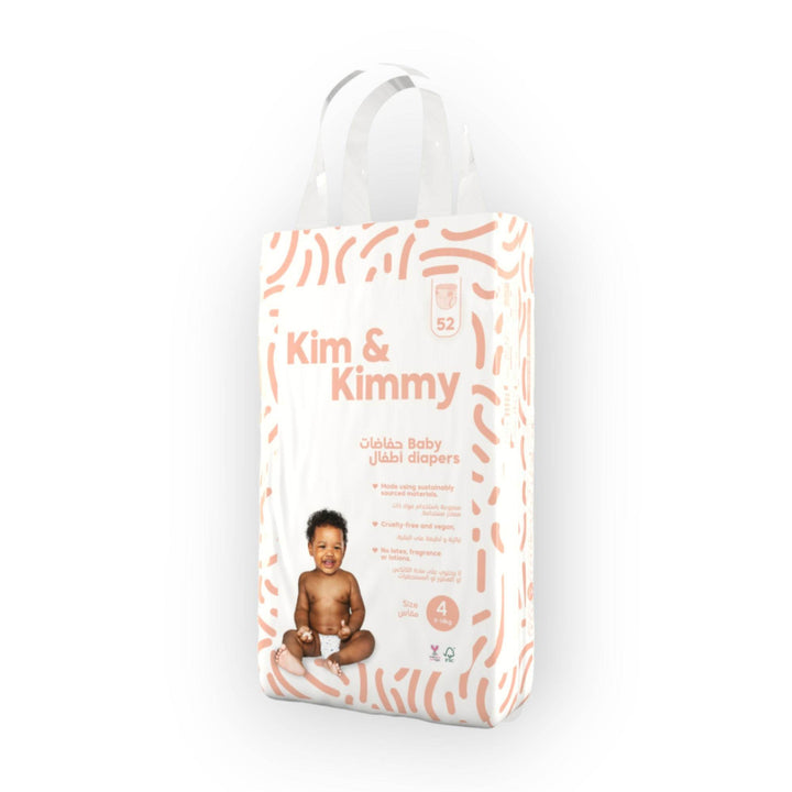 Kim & Kimmy Eco-friendly Baby Taped Diapers, Size 4, 9-14kg, 6-12M - BabyAmore