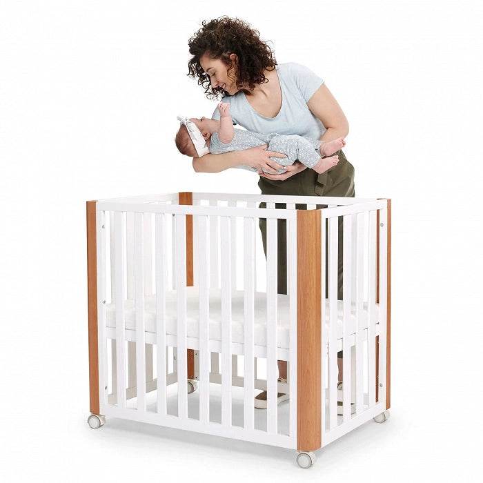 KinderKraft Lunky Wooden Cot With Mattress, White - BabyAmore