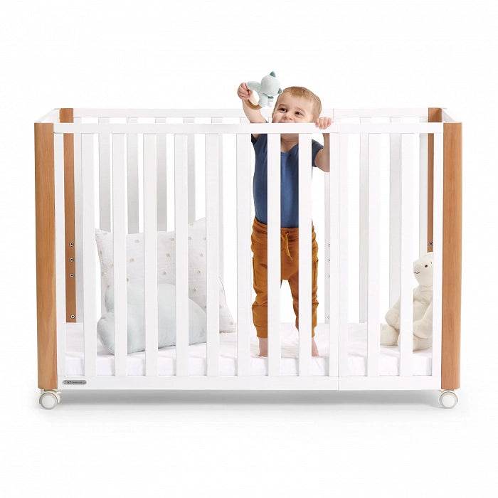 KinderKraft Lunky Wooden Cot With Mattress, White - BabyAmore