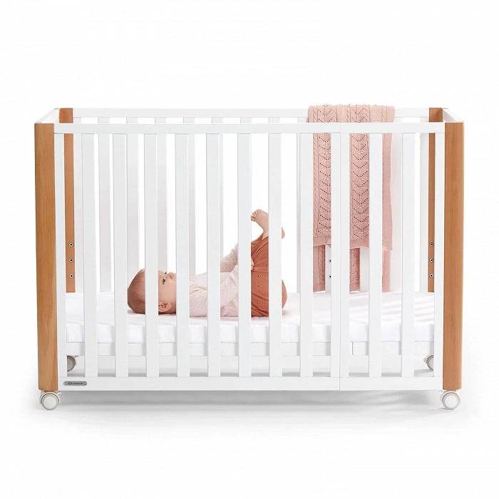 KinderKraft Lunky Wooden Cot With Mattress, White - BabyAmore