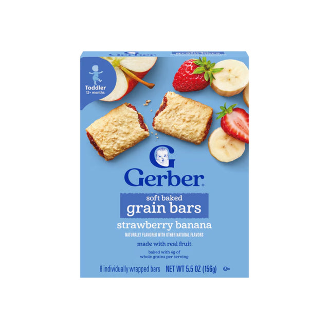 Gerber Soft Baked Grain Bars, 12+ Months, Strawberry Banana, 8 Bars - 156g