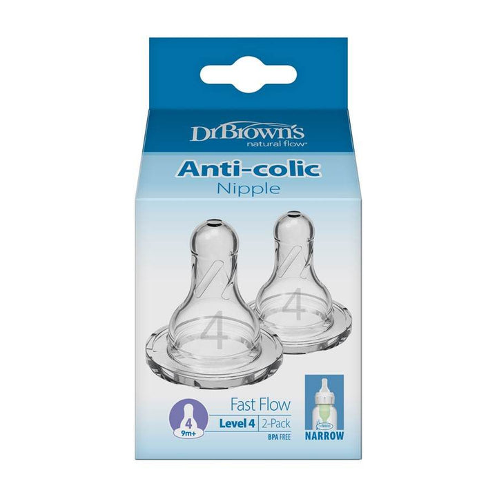 Dr. Brown's Original Narrow-Neck Nipple, Level 4 (9m+), Pack of 2 - BabyAmore