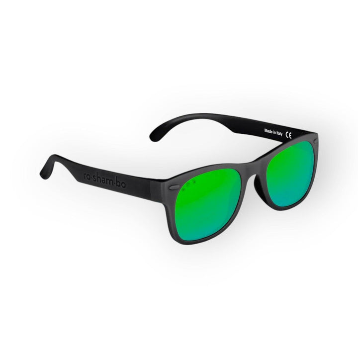 Roshambo Bueller Black Shades Junior (5+Yrs) Mirrored Green - BabyAmore
