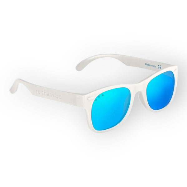 Roshambo Ice Ice Baby White Shades Junior (5+Yrs) Mirrored Blue - BabyAmore