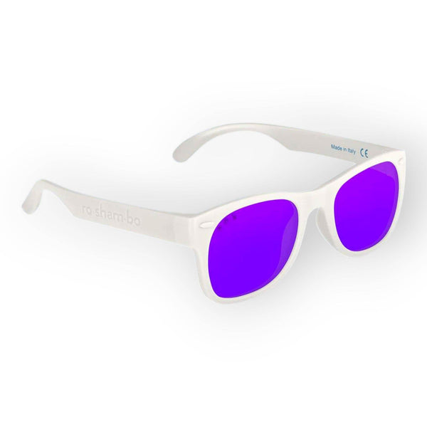 Roshambo Ice Ice Baby White Shades Junior (5+Yrs) Mirrored Purple - BabyAmore