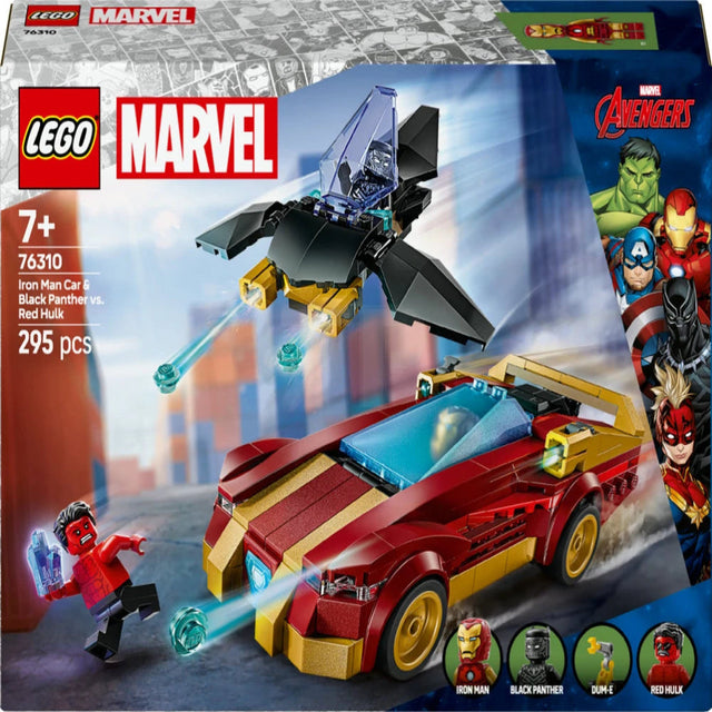 Lego Super Heroes Marvel Iron Man Car & Black Panther Vs. Red Hulk (295 Pieces)