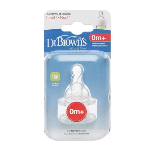 Buy Dr. Brown's Original Narrow-Neck Nipple, Level 1 (0m+), Pack of 2 online with Free Shipping at Baby Amore India, Babyamore.in