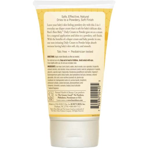 Buy Burt's Bees Baby Daily Cream to Powder, Talc-Free Diaper Rash Cream, 113g online with Free Shipping at Baby Amore India, Babyamore.in