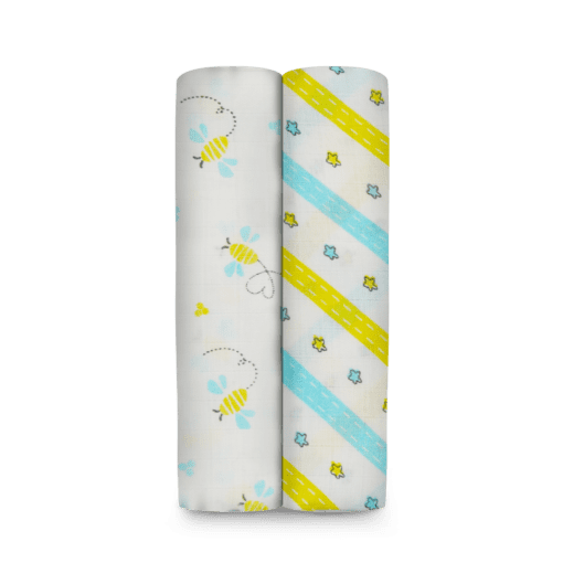 Buy Muslin Cotton Swaddles (Pack of 2) - Buzzing Bees online with Free Shipping at Baby Amore India, Babyamore.in