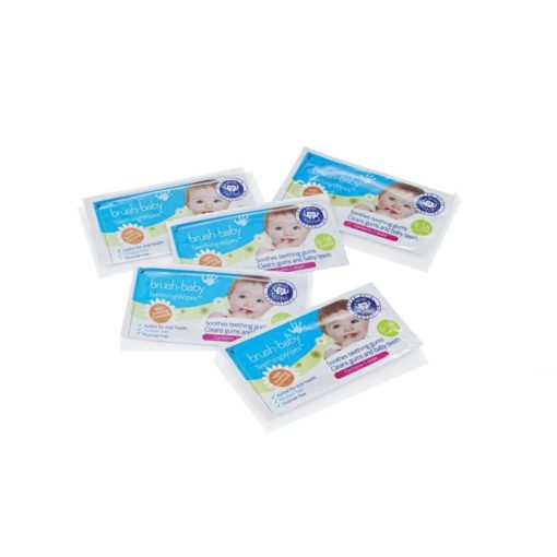 Buy Brush-Baby Teething Wipes with Chamomile, 0-16 months, Single Box of 20 Sachets - White online with Free Shipping at Baby Amore India, Babyamore.in