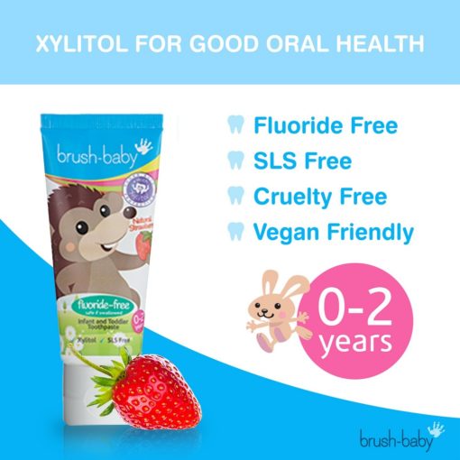 Buy Brush-Baby Fluoride-Free Strawberry Infant and Toddler Toothpaste with Xylitol, 0-2 Years online with Free Shipping at Baby Amore India, Babyamore.in
