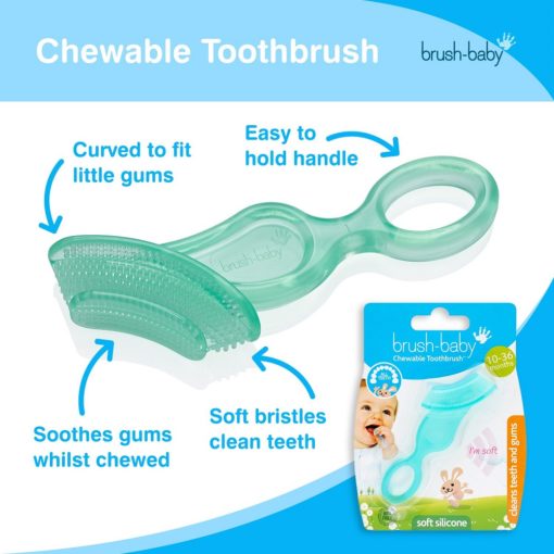 Buy Brush-Baby New Chewable Toothbrush, Pack of 2 - Teal online with Free Shipping at Baby Amore India, Babyamore.in