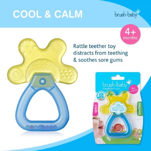Buy Brush-Baby Cool&Calm Rattle Teether, 4+ months - Yellow & Blue online with Free Shipping at Baby Amore India, Babyamore.in