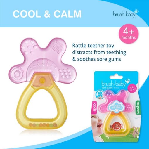 Buy Brush-Baby Cool&Calm Rattle Teether, 4+ months - Pink & Orange online with Free Shipping at Baby Amore India, Babyamore.in