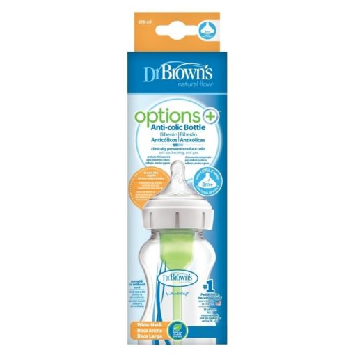 Buy Dr. Brown's Natural Flow Options+ Anti-Colic Baby Bottle, Wide-Neck, 330ml online with Free Shipping at Baby Amore India, Babyamore.in