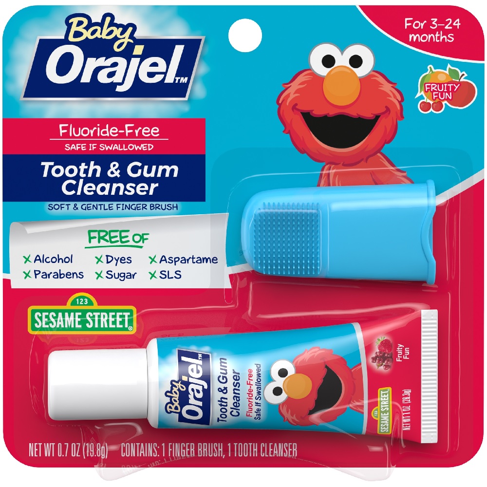 Buy Orajel Elmo Tooth & Gum Cleanser with Finger Brush online with Free Shipping at Baby Amore India, Babyamore.in