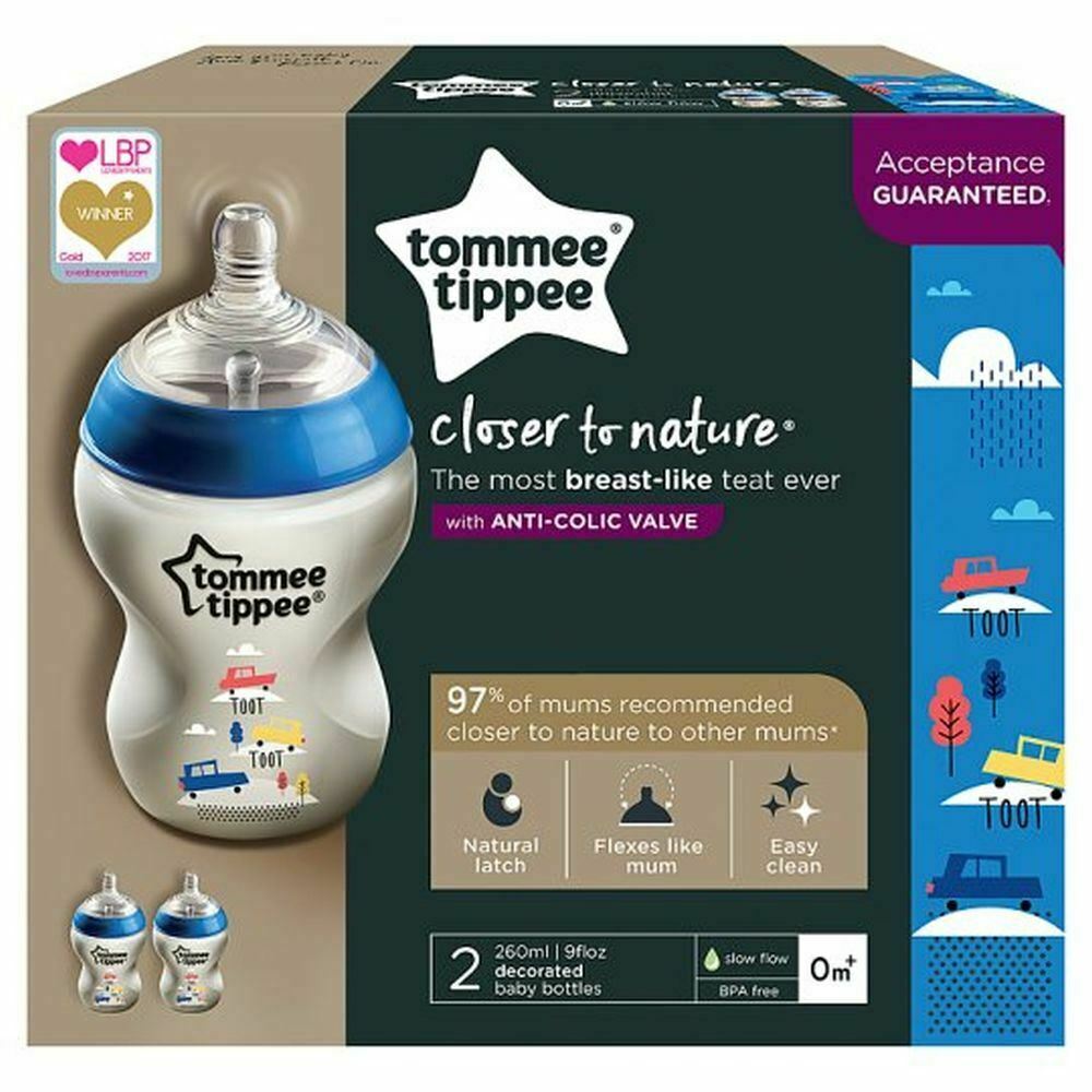 260ml 5010415225986 Tommee Tippee 3 x Tommee Tippee Closer to Nature Baby Bottles with Anti-Colic Valve 