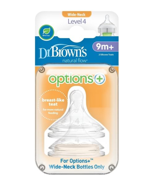 Buy Dr. Brown’s™ Options+™ Wide-Neck Baby Bottle Nipple, Level 4 (9m+), Pack of 2 online with Free Shipping at Baby Amore India, Babyamore.in