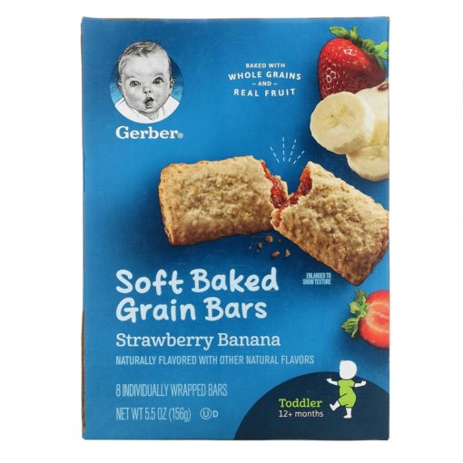 Buy Gerber Soft Baked Grain Bars, 12+ Months, Strawberry Banana, 8 Bars - 156g online with Free Shipping at Baby Amore India, Babyamore.in