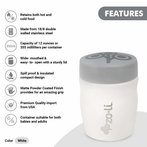 Buy ZoLi POW DINE Stainless Steel Insulated Food Jar - White online with Free Shipping at Baby Amore India, Babyamore.in
