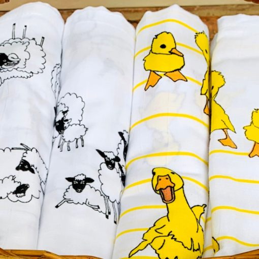 Buy Tiny Lane Super Soft Bamboo Cotton Swaddles, Pack of 2 - Duck & Sheep online with Free Shipping at Baby Amore India, Babyamore.in