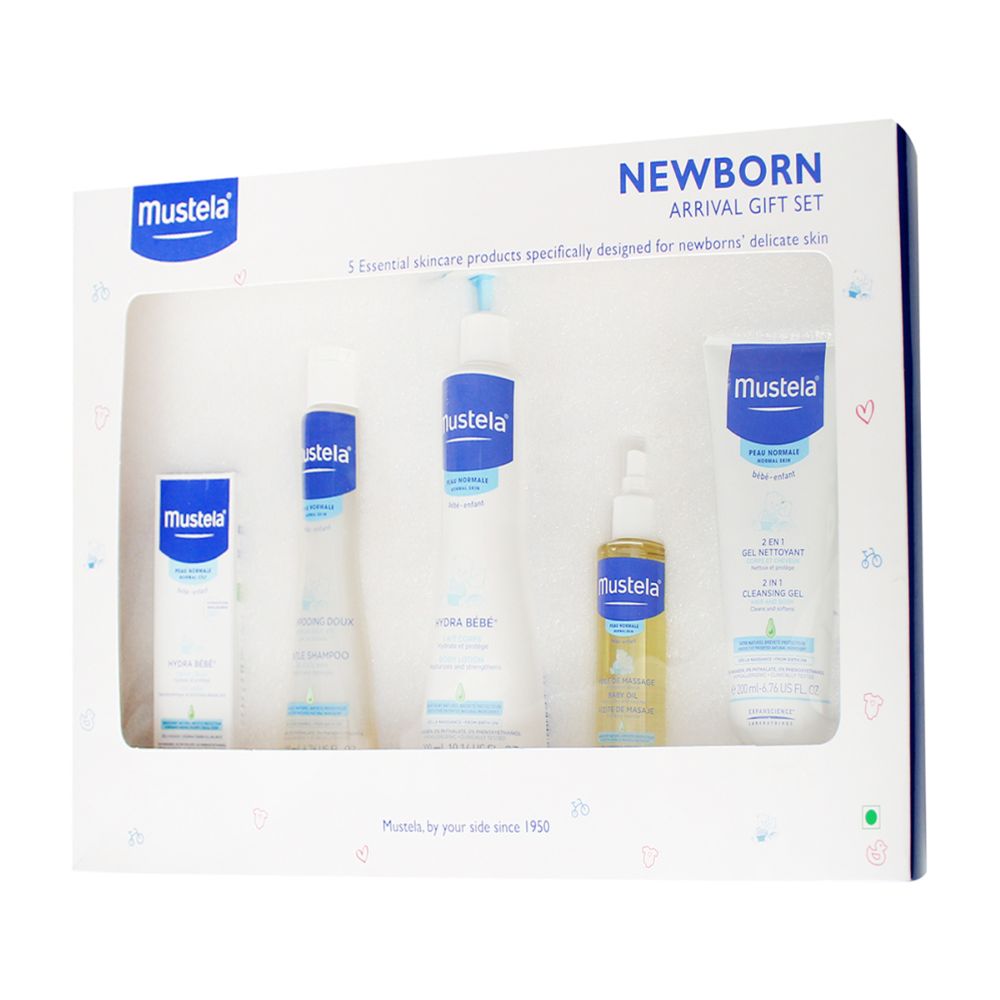 Mustela Newborn Arrival Gift Set, 5 Skin Care Essentials Products